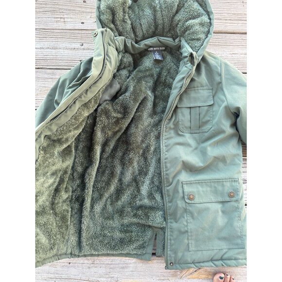 Rare Soho Boys Club Lined Green Parka Jacket Boys size 20 (XL) Hooded full zip j - Picture 4 of 7